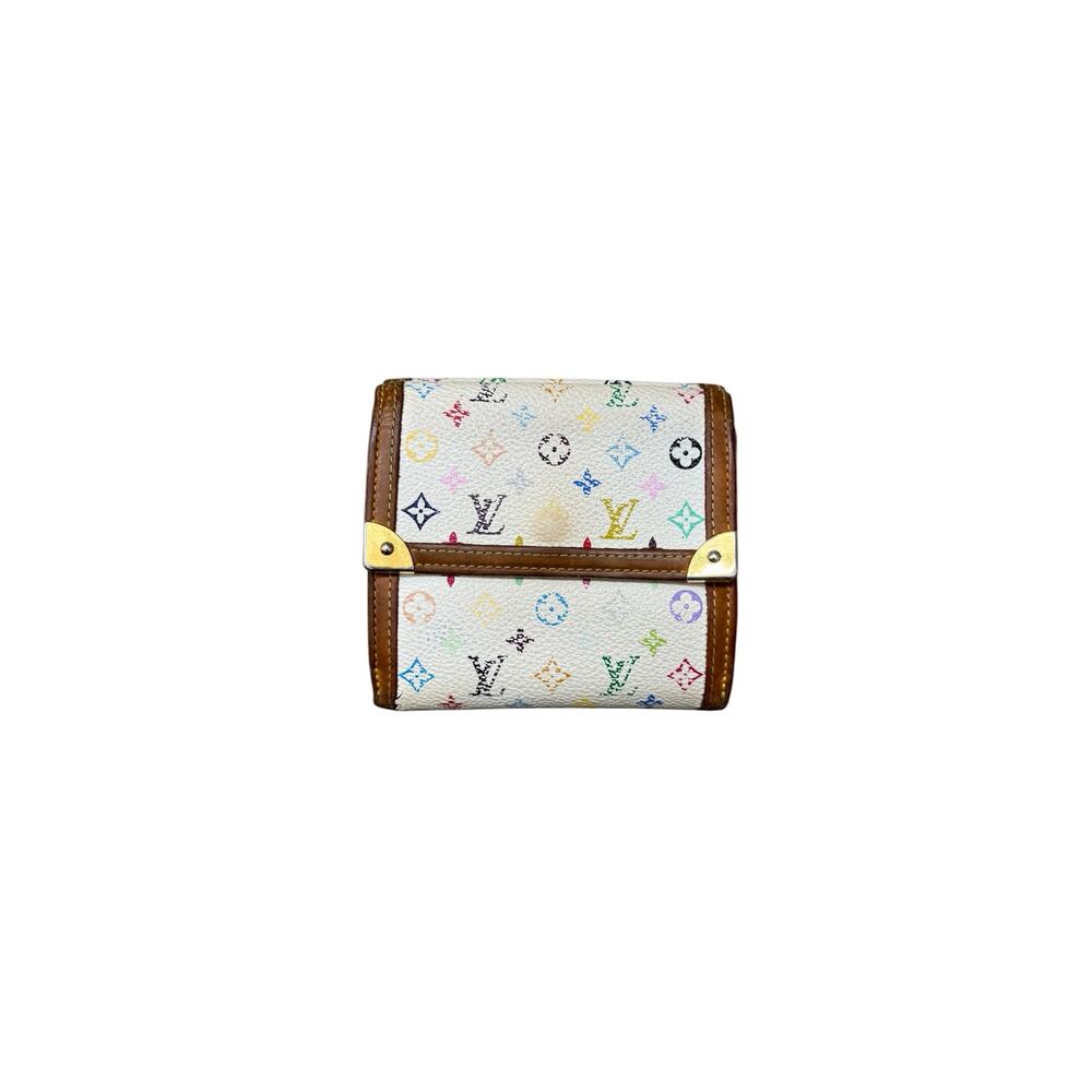 Authentic Louis Vuitton Multicolor Monogram Canvas Leather Elise Trifold Wallet